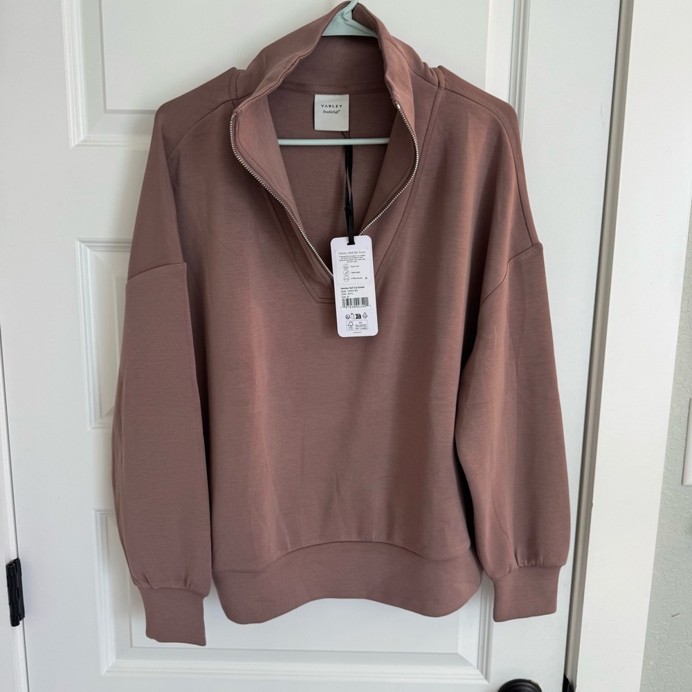 Varley Hawley Half Zip Sweatshirt In Antler NWT
